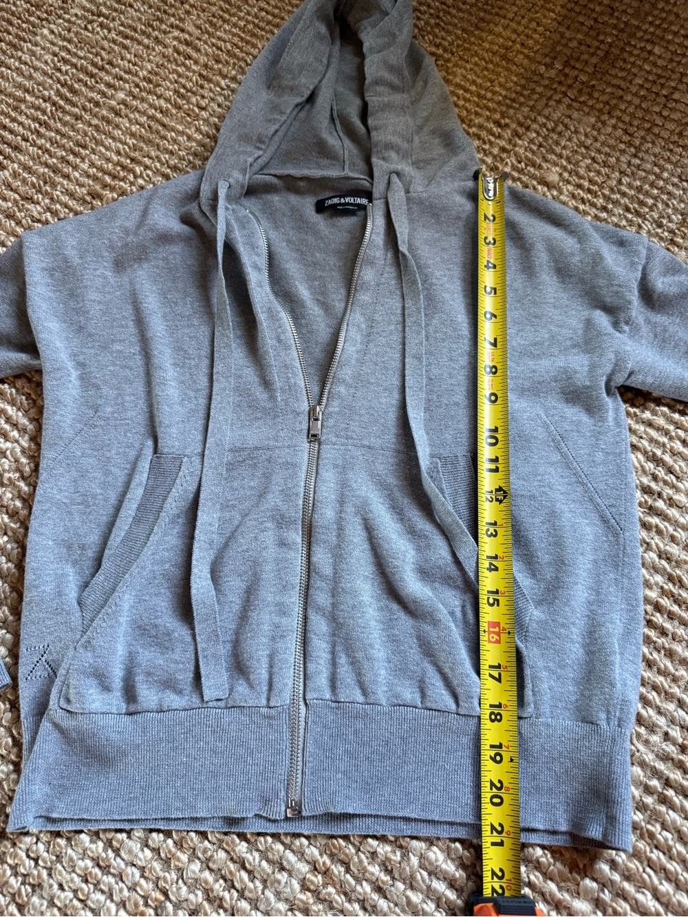 ⚜️ ZADIG & VOLTAIRE GRAY MEDIUM SKULL RHINESTONE ZIP UP HOODIE ⚜️ - Picture 12 of 14